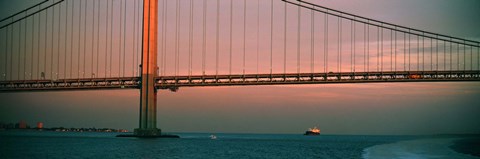 Framed Bridge across the river, Verrazano-Narrows Bridge, New York Harbor, New York City, New York State, USA Print