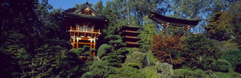 Framed Pagodas in a park, Japanese Tea Garden, Golden Gate Park, Asian Art Museum, San Francisco, California, USA Print
