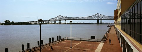 Framed Bridge across a river, Crescent City Connection Bridge, Mississippi River, New Orleans, Louisiana, USA Print