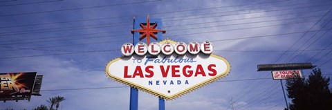 Framed Low angle view of Welcome sign, Las Vegas, Nevada, USA Print