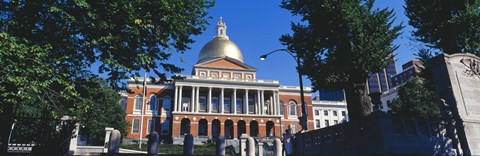 Framed Facade of a government building, Massachusetts State Capitol, Boston, Suffolk County, Massachusetts, USA Print