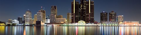 Framed Buildings along the Detroit River, Detroit, Michigan Print