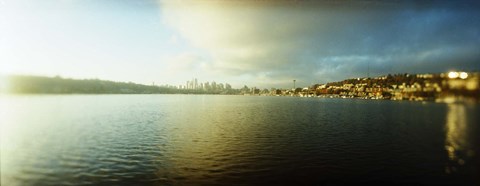 Framed City at the waterfront with Gasworks Park in the background, Seattle, King County, Washington State, USA Print