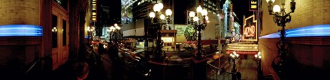 Framed 360 degree view of a city lit up at night, Broadway, Manhattan, New York City, New York State, USA Print