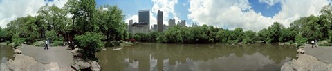 Framed 360 degree view of a pond in an urban park, Central Park, Manhattan, New York City, New York State, USA Print