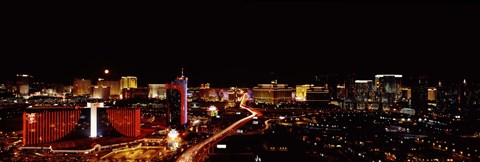 Framed City lit up at night, Las Vegas, Nevada, USA 2010 Print