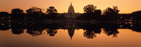 Framed Sepia Toned Capitol Building at Dusk, Washington DC Print