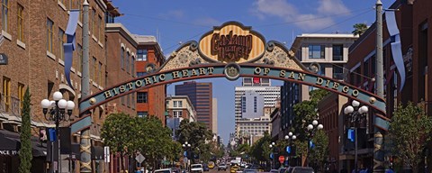Framed Buildings in a city, Gaslamp Quarter, San Diego, California, USA Print