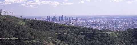 Framed Aerial view of Los Angeles from Griffith Park Observatory Print