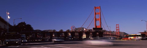 Framed Toll booth with a suspension bridge in the background, Golden Gate Bridge, San Francisco Bay, San Francisco, California, USA Print