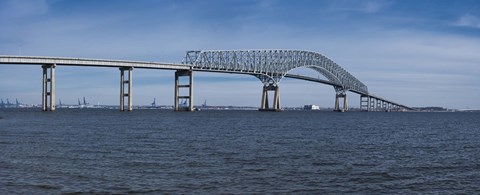 Framed Bridge across a river, Francis Scott Key Bridge, Patapsco River, Baltimore, Maryland, USA Print