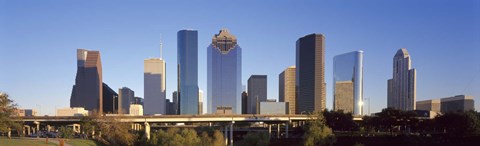 Framed Skyscrapers against blue sky, Houston, Texas, USA Print
