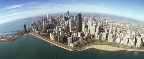 Framed Aerial view of Chicago from the lake, Cook County, Illinois, USA 2010 Print