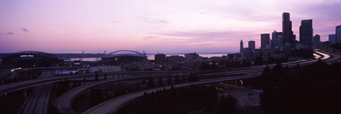 Framed City at sunset, Seattle, King County, Washington State, USA Print