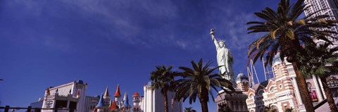 Framed Low angle view of skyscrapers in a city, The Strip, Las Vegas, Nevada, USA Print