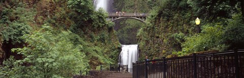 Framed Waterfall in a forest, Multnomah Falls, Hood River, Columbia River Gorge, Oregon Print