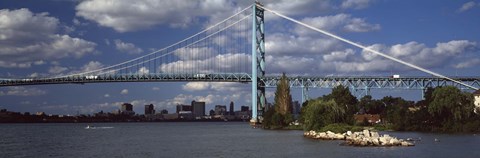 Framed Bridge across a river, Ambassador Bridge, Detroit River, Detroit, Wayne County, Michigan, USA Print