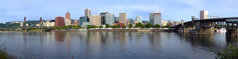 Framed Buildings at the waterfront, Willamette River, Portland, Oregon Print