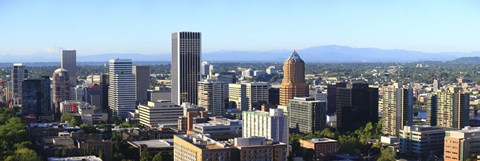 Framed Cityscape with Mt St. Helens and Mt Adams in the background, Portland, Multnomah County, Oregon, USA 2010 Print