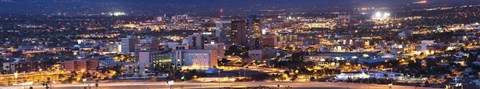 Framed City lit up at night, Tucson, Pima County, Arizona, USA Print