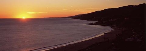 Framed Beach at sunset, Malibu Beach, Malibu, Los Angeles County, California, USA Print