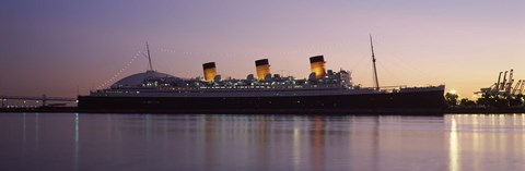 Framed RMS Queen Mary in an ocean, Long Beach, Los Angeles County, California, USA Print
