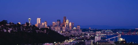 Framed Buildings in a city, Elliott Bay, Seattle, Washington State, USA 2010 Print