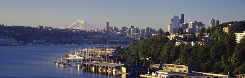 Framed Buildings at the waterfront, Lake Union, Seattle, Washington State, USA 2010 Print
