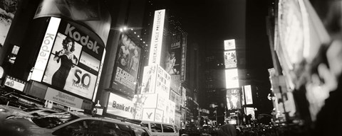 Framed Black and white view of Times Square, Manhattan Print