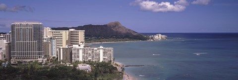Framed Buildings at the waterfront, Honolulu, Oahu, Honolulu County, Hawaii Print