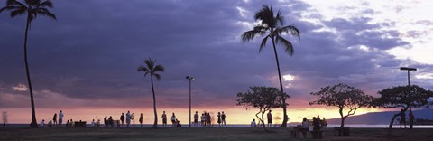 Framed Tourists on the beach, Honolulu, Oahu, Hawaii, USA Print