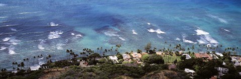 Framed Aerial view of the pacific ocean, Ocean Villas, Honolulu, Oahu, Hawaii, USA Print