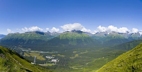 Framed Aerial view of a ski resort, Alyeska Resort, Girdwood, Chugach Mountains, Anchorage, Alaska, USA Print