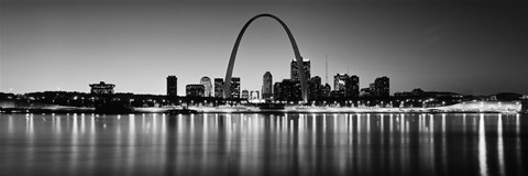 Framed Black and white view of St. Louis, Missouri Print