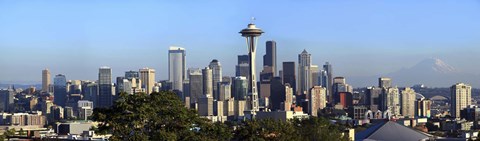 Framed Seattle city skyline and downtown financial building, King County, Washington State, USA 2010 Print