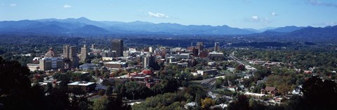Framed Aerial view of a city, Asheville, Buncombe County, North Carolina, USA 2011 Print
