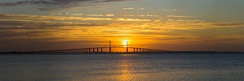 Framed Sunrise over Sunshine Skyway Bridge, Tampa Bay, Florida, USA Print