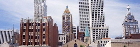 Framed Low angle view of downtown skyline, Tulsa, Oklahoma Print