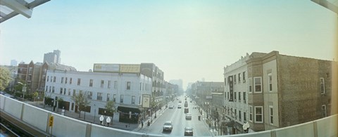 Framed City viewed from a railroad platform, Lakeview, Chicago, Cook County, Illinois, USA Print