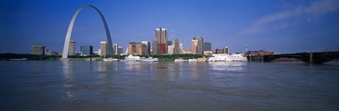 Framed Gateway Arch and city skyline viewed from the Mississippi River, St. Louis, Missouri, USA Print