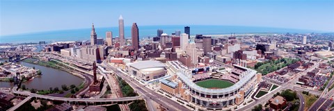 Framed Aerial View Of Jacobs Field, Cleveland, Ohio, USA Print