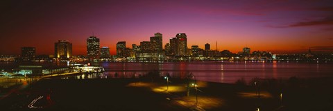 Framed Buildings lit up at night, New Orleans, Louisiana, USA Print