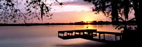 Framed Sunrise Over Lake Whippoorwill, Orlando, Florida, USA Print