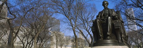 Framed Low angle view of a statue of Abraham Lincoln in a park, Grant Park, Chicago, Illinois, USA Print