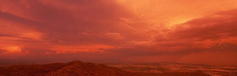 Framed Storm clouds over mountains at sunset, South Mountain Park, Phoenix, Arizona, USA Print