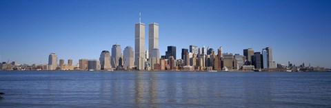 Framed Skyscrapers at the waterfront, World Trade Center, Lower Manhattan, Manhattan, New York City, New York State, USA Print