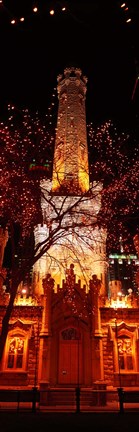 Framed Night, Old Water Tower, Chicago, Illinois, USA Print
