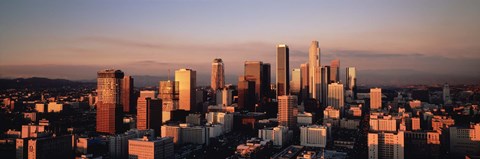 Framed Skyline At Dusk, Los Angeles, California, USA Print