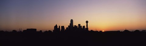 Framed Sunrise Skyline Dallas TX USA Print