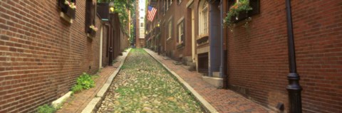 Framed Street View of Beacon Hill, Boston Massachusetts Print